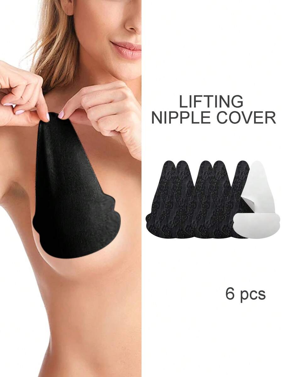 6 قطع من ملصقات رفع الثدي من الجاكار بلون سادة