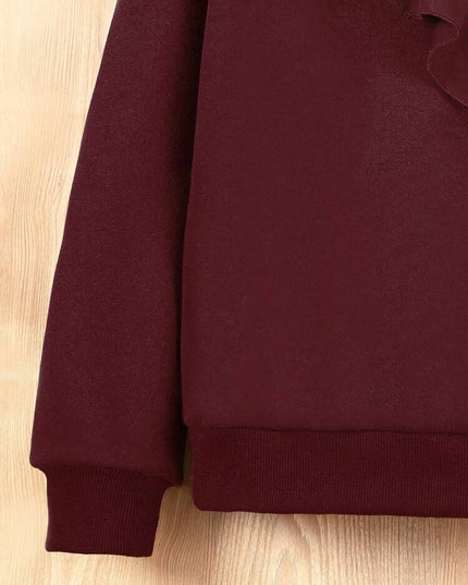 بلوفر بناتي بكتف منسدل مزين بكشكشة 