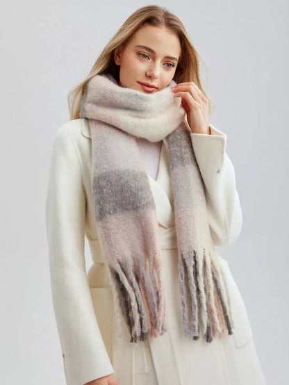 MOTF شال/وشاح موديل أنيق مخطط ملون من البوليستر – تصميم Plaid موضة