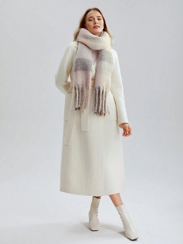 MOTF شال/وشاح موديل أنيق مخطط ملون من البوليستر – تصميم Plaid موضة