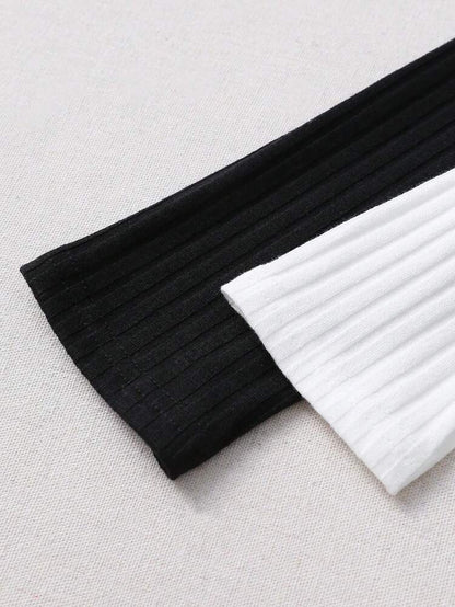 فستان SHEIN Essnce سادة مضلع بأكمام طويلة