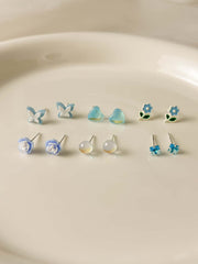 1 Set Of 12pcs Ocean Blue Sky Versatile Earrings