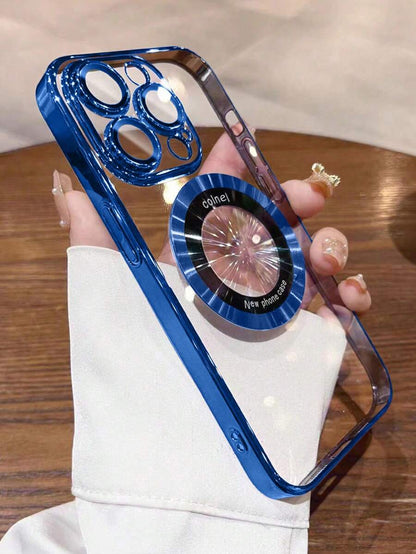 جراب موبايلiphone 12 Pro Max شفاف مغناطيسي بحافة ملونة – من Shein