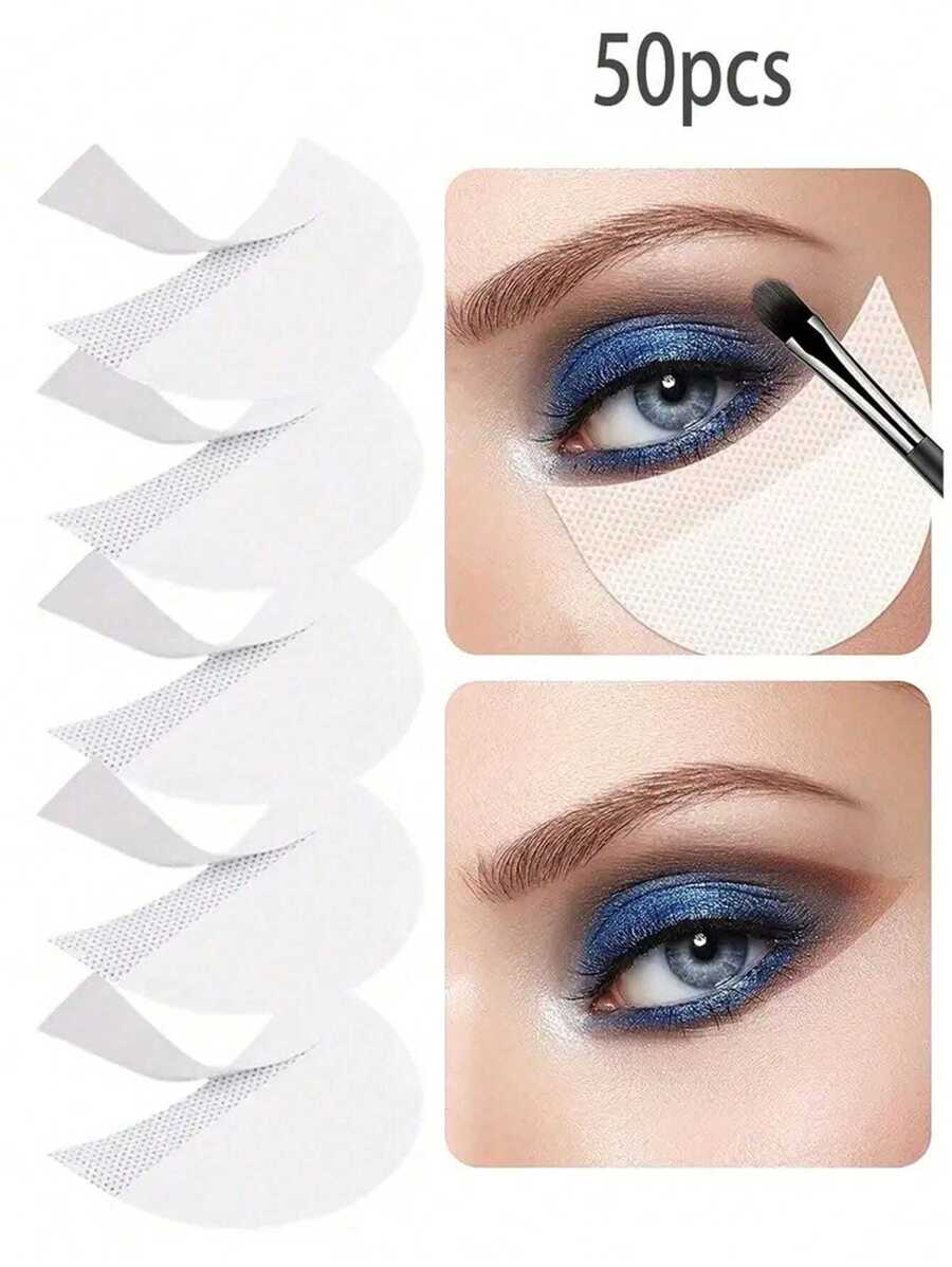 50pcs White Small Eye Shadow Stickers/Isolation Sheets, Disposable Pads Without Velvet For Makeup