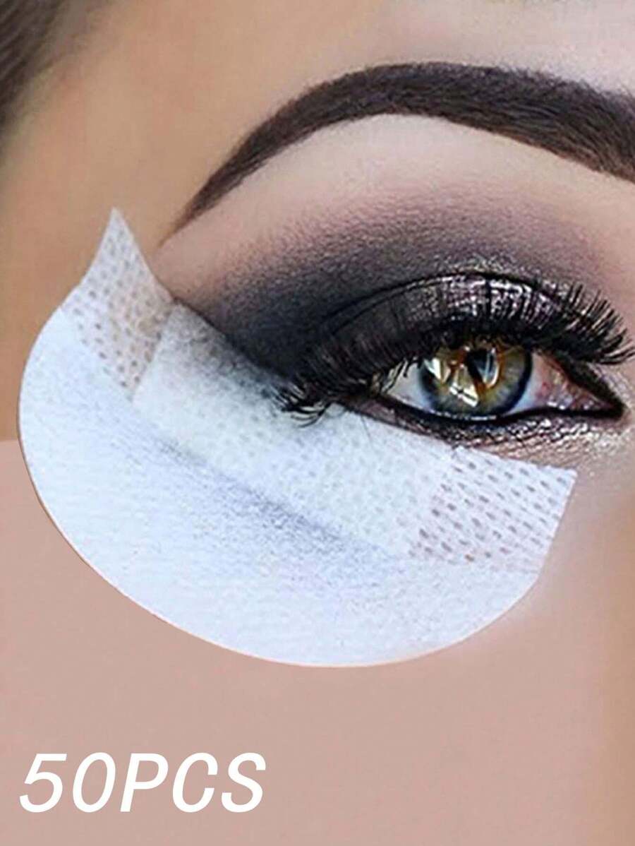 50pcs White Small Eye Shadow Stickers/Isolation Sheets, Disposable Pads Without Velvet For Makeup