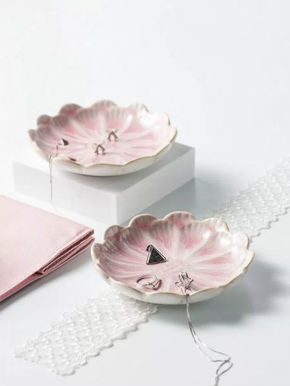 Ceramic Flower Petal Jewelry Holder, 4.45"