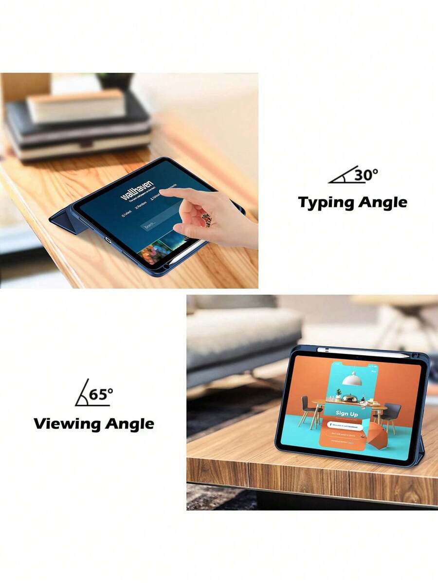 جراب آيباد10th أزرق ثلاثي الطي من السيليكون