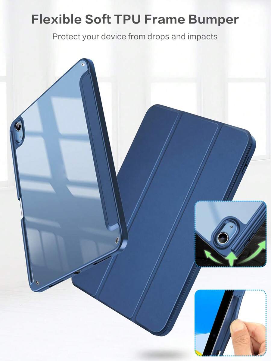 جراب آيباد10th أزرق ثلاثي الطي من السيليكون