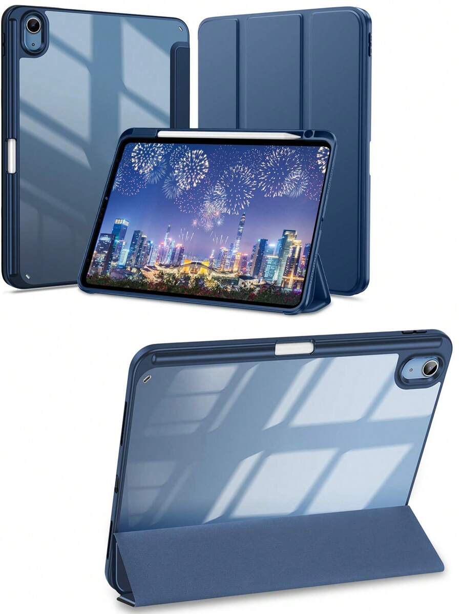 جراب آيباد10th أزرق ثلاثي الطي من السيليكون