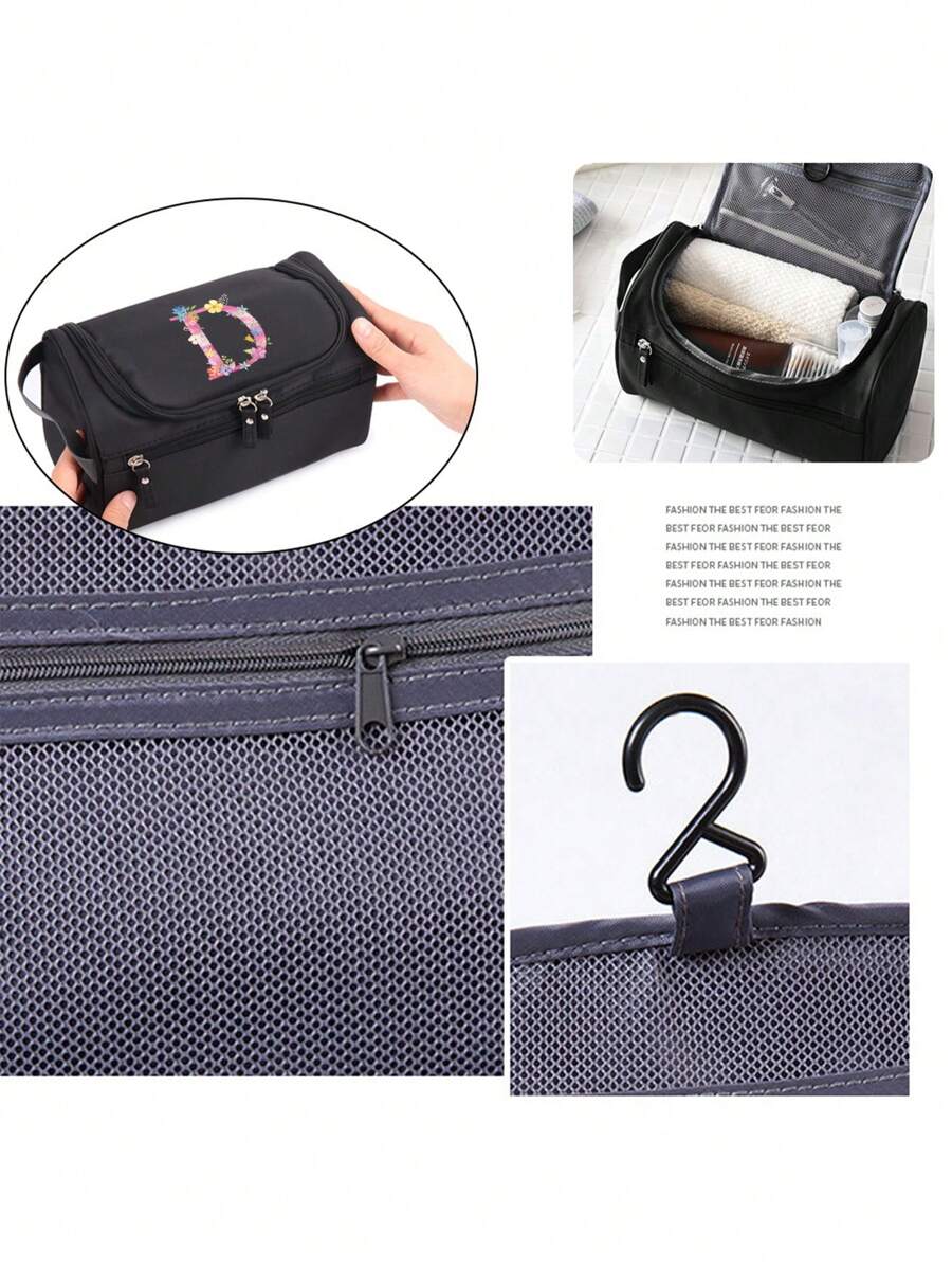 حقيبة تخزين مقاومة للماء للنساء أثناء السفر سعة كبيرة حقيبة مستحضرات التجميل مطبوعة بزهور وردية