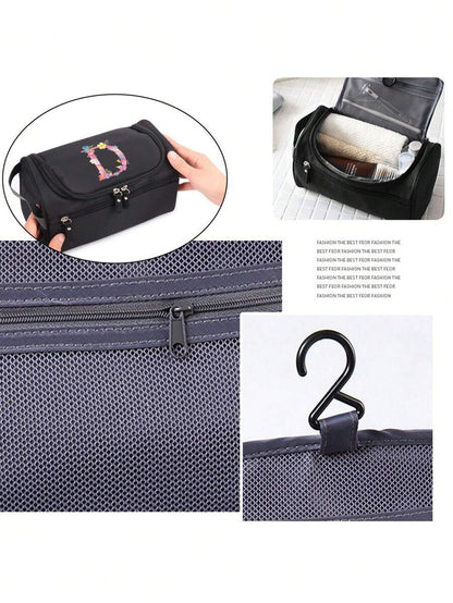 حقيبة تخزين مقاومة للماء للنساء أثناء السفر سعة كبيرة حقيبة مستحضرات التجميل مطبوعة بزهور وردية