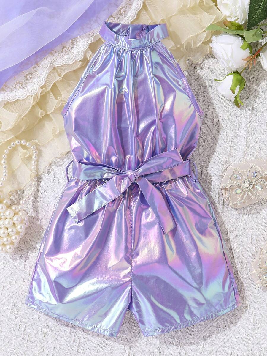 رومبر هالتر عاكس بالألوان للبنات – SHEIN Young Girl