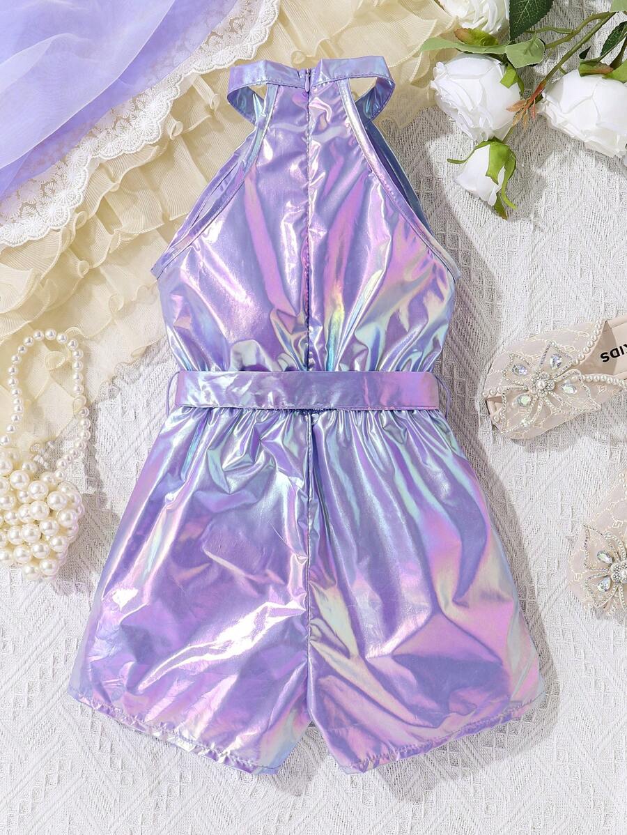 رومبر هالتر عاكس بالألوان للبنات – SHEIN Young Girl