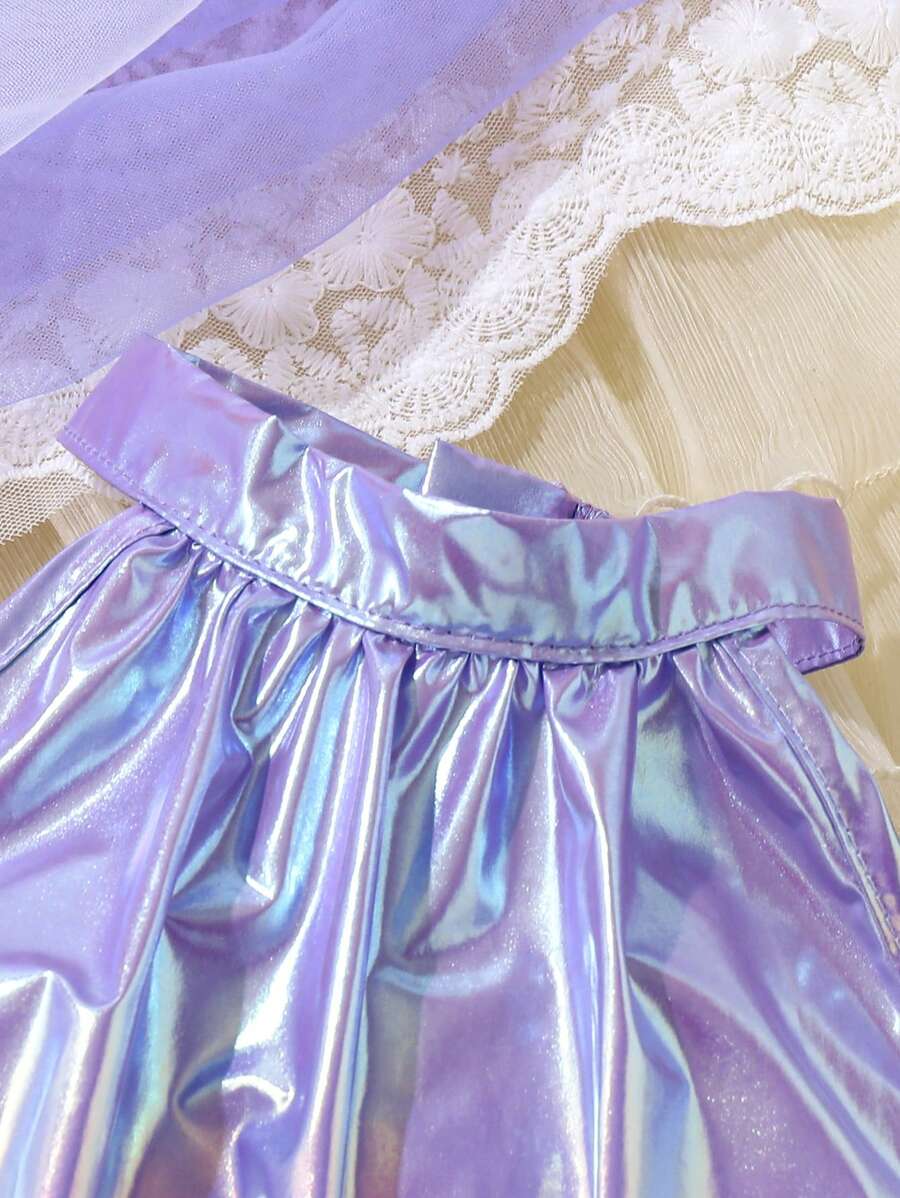 رومبر هالتر عاكس بالألوان للبنات – SHEIN Young Girl