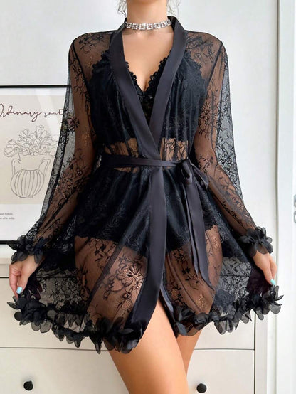 Ladies' Lace Sleepwear Set Pajama Set