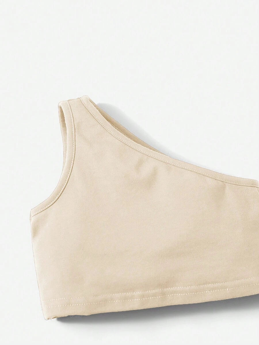 طقم بيبي بناتي من شي إن – تيشيرت بلا أكمام بكتف مائل مع شورت، 2 قطعة