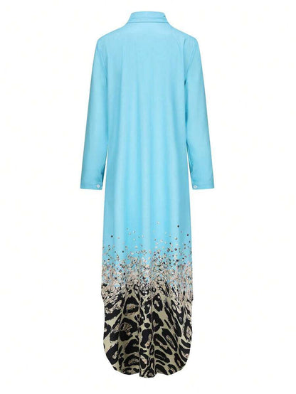 فستان-قميص-طويل-بطبعة-جلد-النمر-للنساء-بأكمام-طويلة