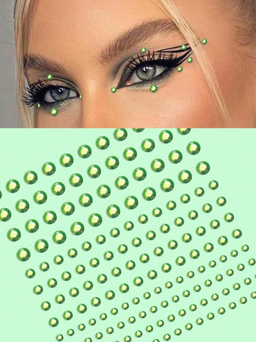 ملصق أحجار الراين الأخضر لتزيين الوجه والعين