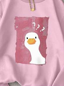 INAWLY Women's Cartoon Printed Fleece Sweatshirt