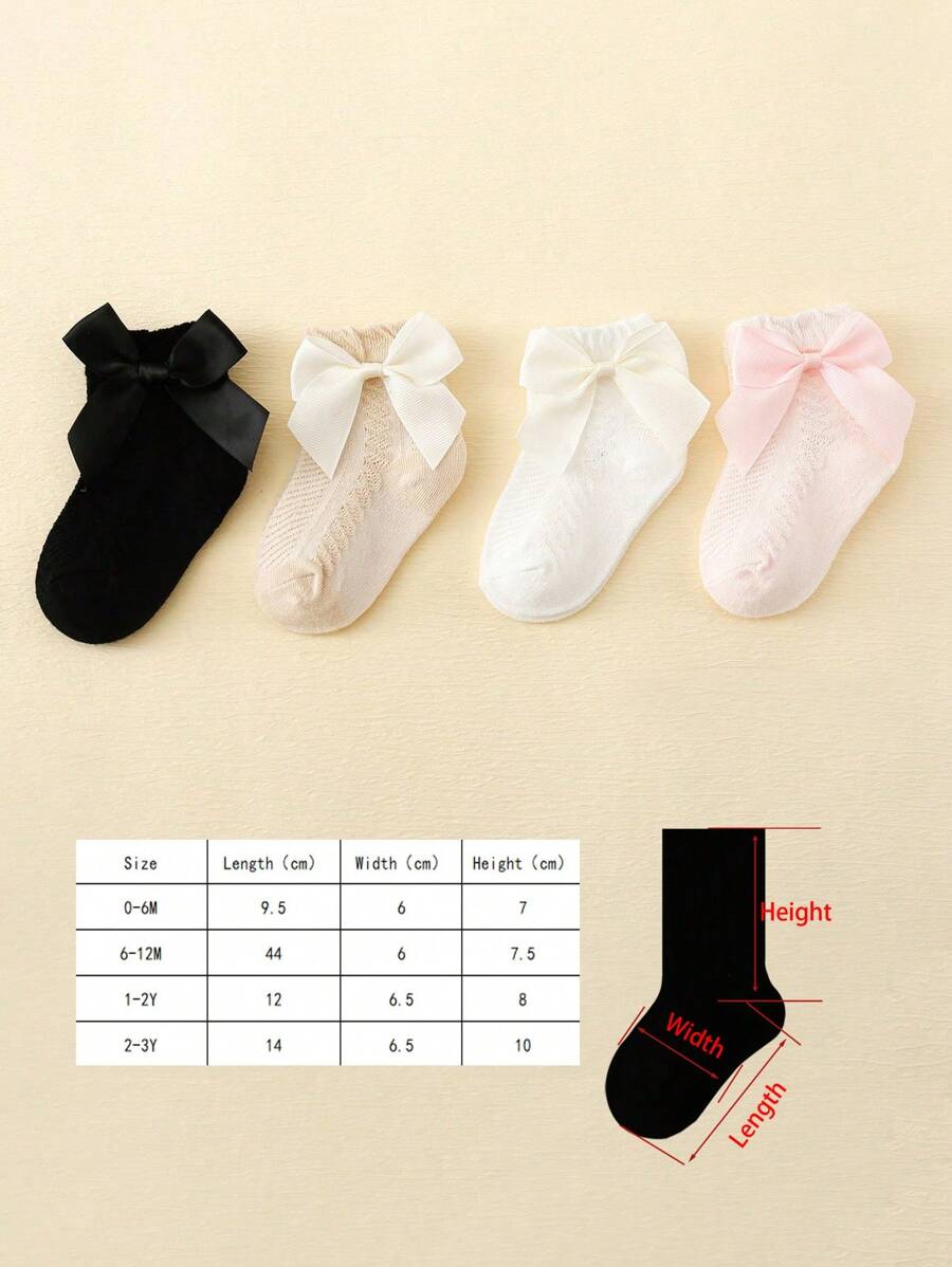 4 أزواج جوارب شبكية بنات بيبي مع فيونكة – ربيع / صيف