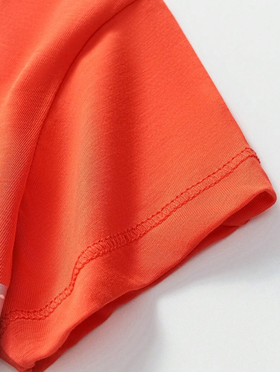 تي شيرت كاجوال للأولاد الصغار برقبة دائرية وأكمام قصيرة وطبعة فيل كرتونية، ملابس عصرية للربيع والصيف