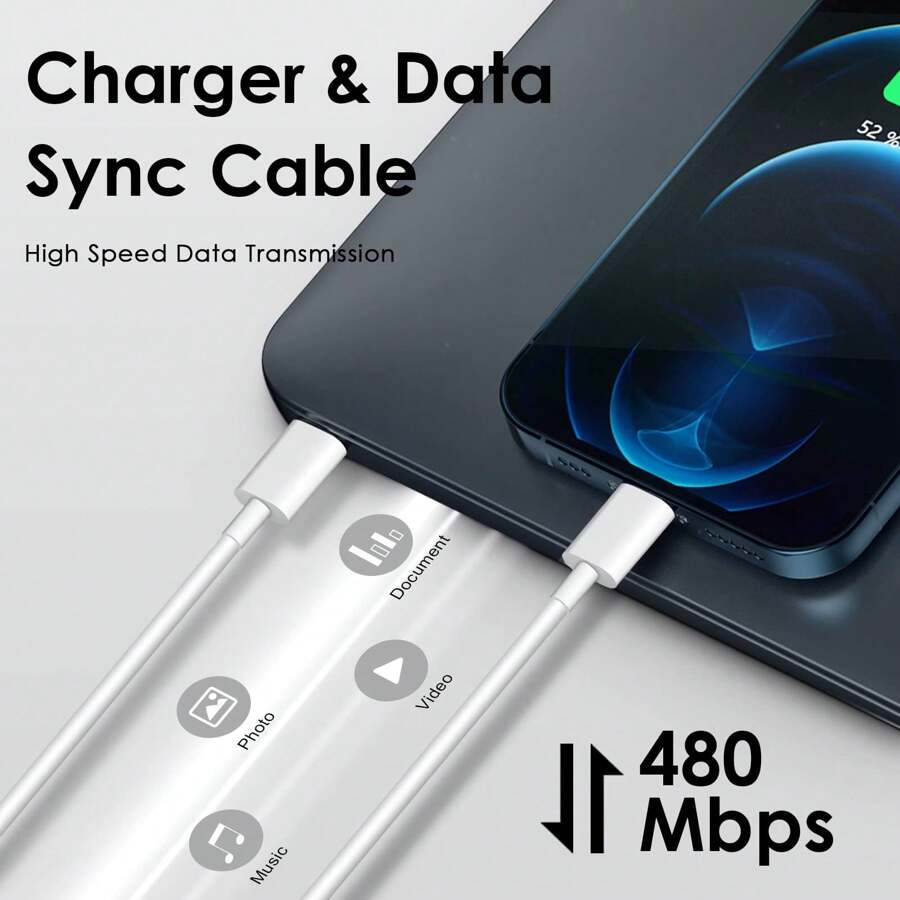 شاحن PD بقدرة 30 واط + كابل شحن PD بطول 1 متر، متوافق مع iPhone 14/13/12/11 و iPad، كابل تايب C ومحول للشحن السريع