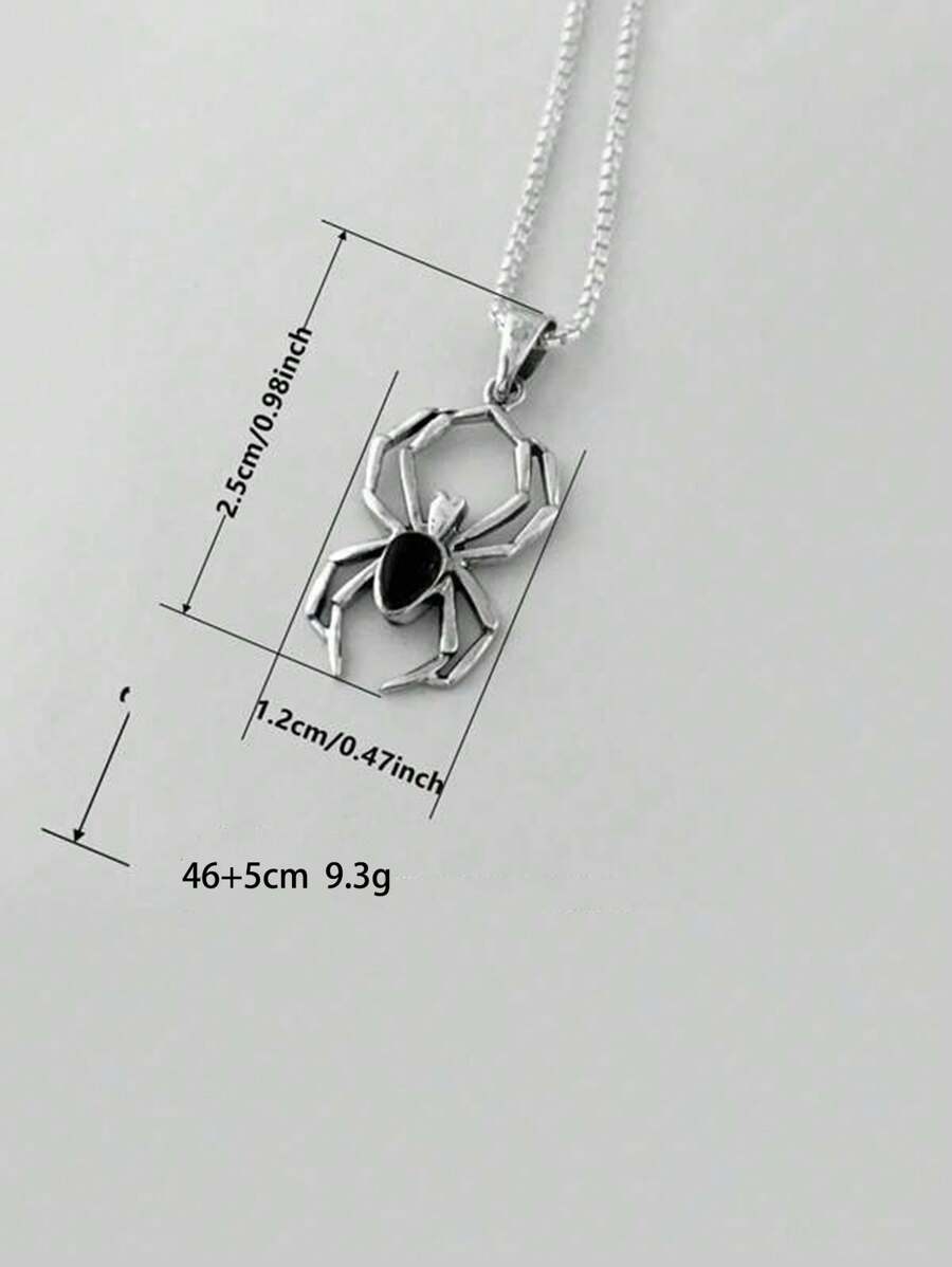 قلادة على شكل عنكبوت معدنية بتصميم عتيق من قطعة واحدة