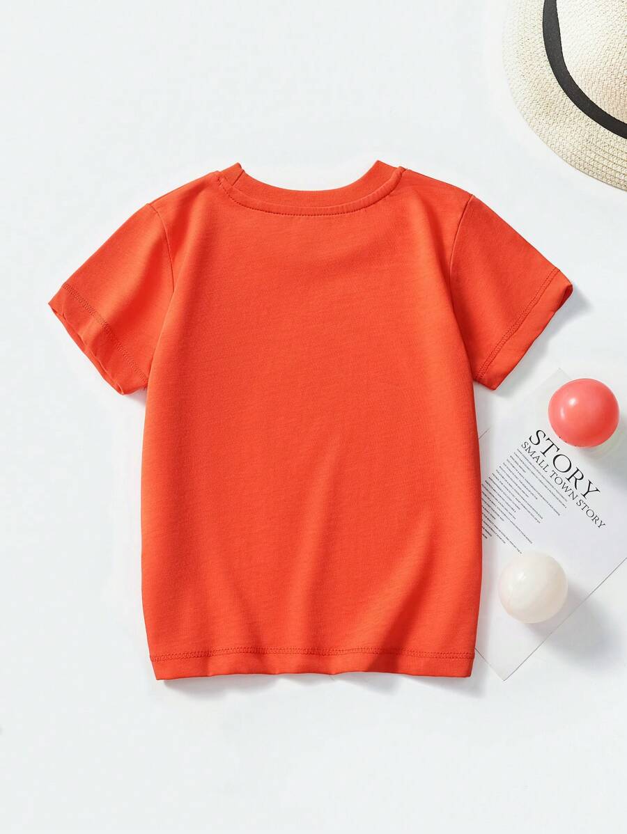 تي شيرت كاجوال للأولاد الصغار برقبة دائرية وأكمام قصيرة وطبعة فيل كرتونية، ملابس عصرية للربيع والصيف