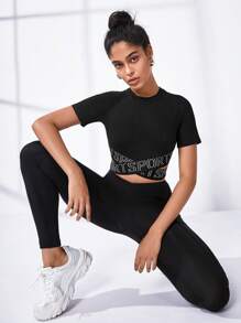 SHEIN Sport Studio Contrast Mesh Raglan Sleeve Sports Teeworkout Tank Top