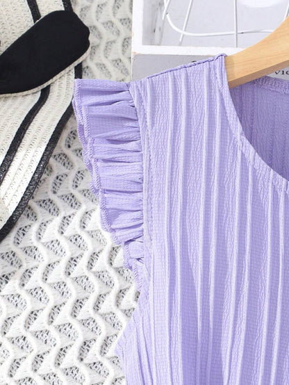 جمبسوت بأزرار أمامية وحواف كشكشة وساق واسعة من شي إن – توين جيرل