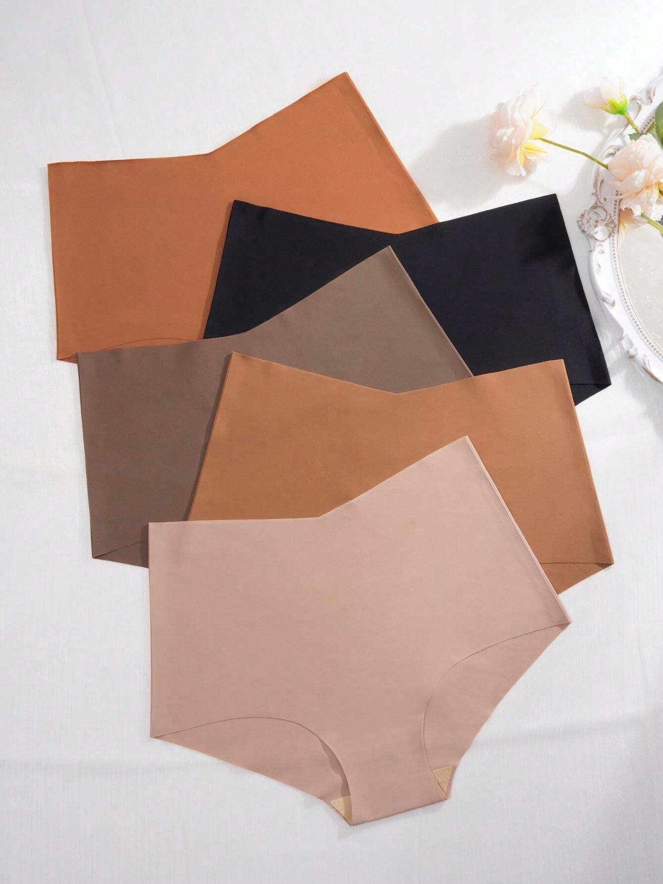 عبوة 5 قطع بانتي نسائي هيبستر بدون خياطة – خصر مرتفع مريح وملمس ناعم على البشرة