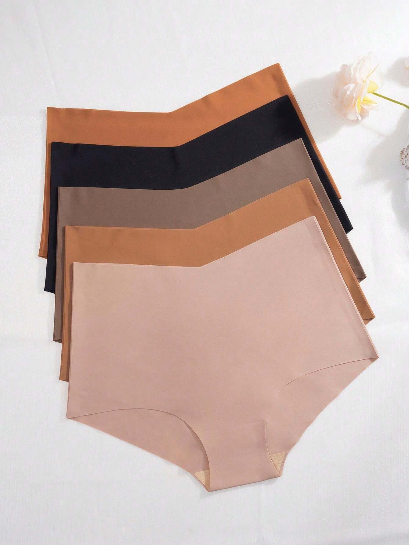 عبوة 5 قطع بانتي نسائي هيبستر بدون خياطة – خصر مرتفع مريح وملمس ناعم على البشرة