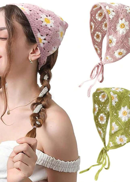 عصابة رأس محبوكة كروشيه على الطراز البوهيمي الفرنسي العتيق للنساء