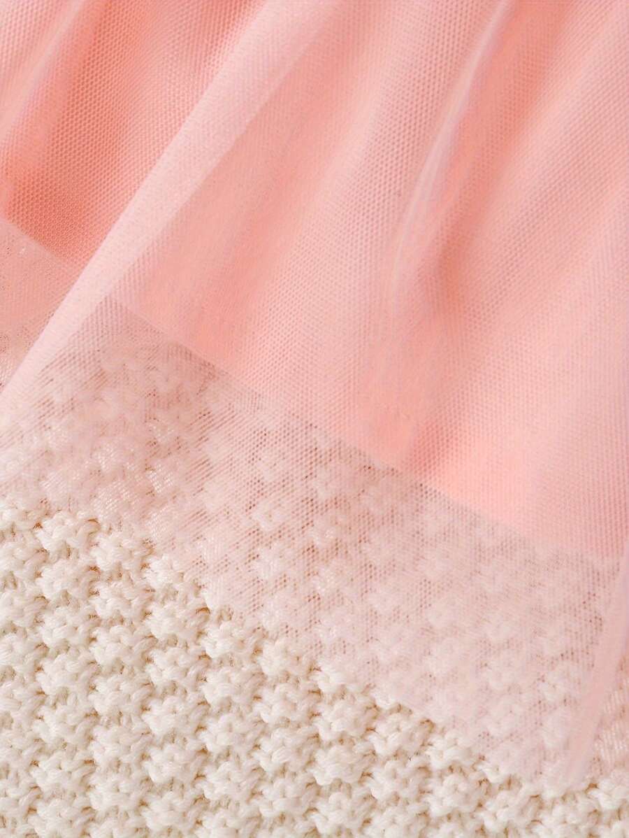 فستان صيفي عصري للفتيات الصغيرات بتصميم زهور من شبكة موصولة مع جاكيت بأكمام قصيرة وعصابة رأس بفيونكة، زي أنيق ولطيف