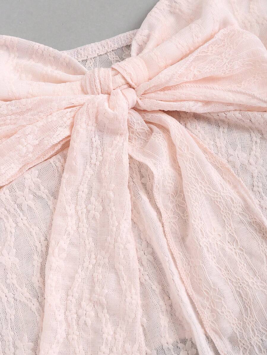 توب نسائي قصير صيفي بلون سادة من Sweetra – تصميم Halter Neck مع ربطة أمامية