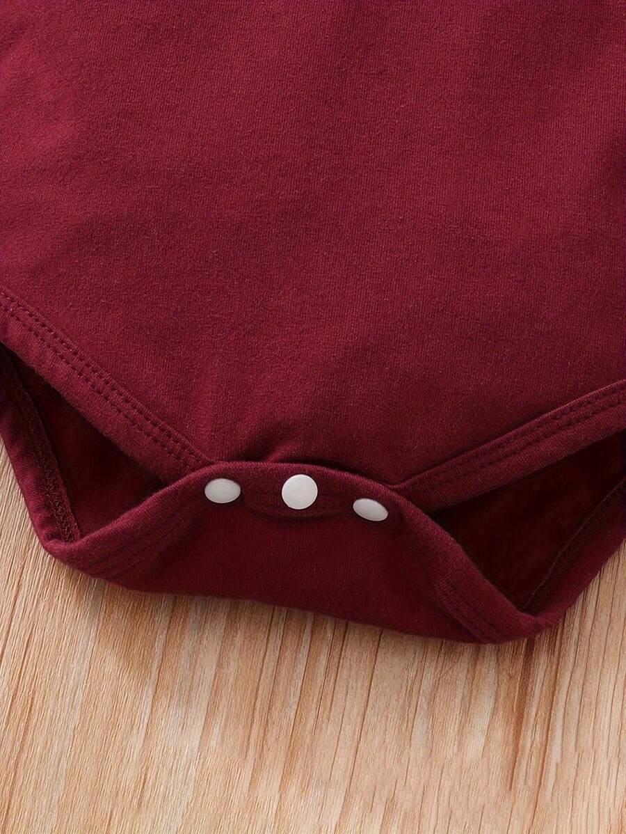 طقم ملابس كاجوال للبنات من BrownBark مكون من قطعتين: بلوزة بأكمام طويلة بلون واحد + أفرول مزين بنقشة زهور صغيرة مع فيونكة + غطاء للرأس