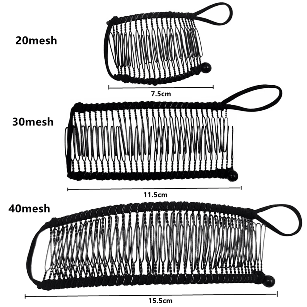 مشبك شعر على شكل موزة 20/30/40 سنًا، مشبك مشط مطاطي مزدوج الجوانب