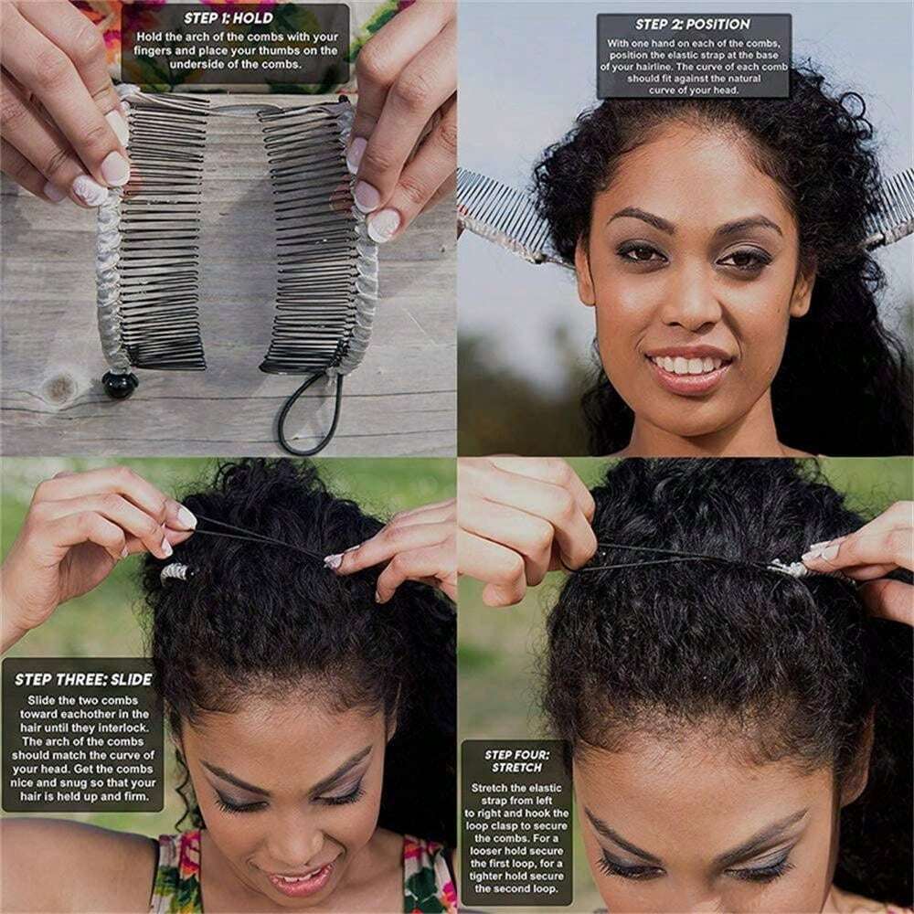 مشبك شعر على شكل موزة 20/30/40 سنًا، مشبك مشط مطاطي مزدوج الجوانب