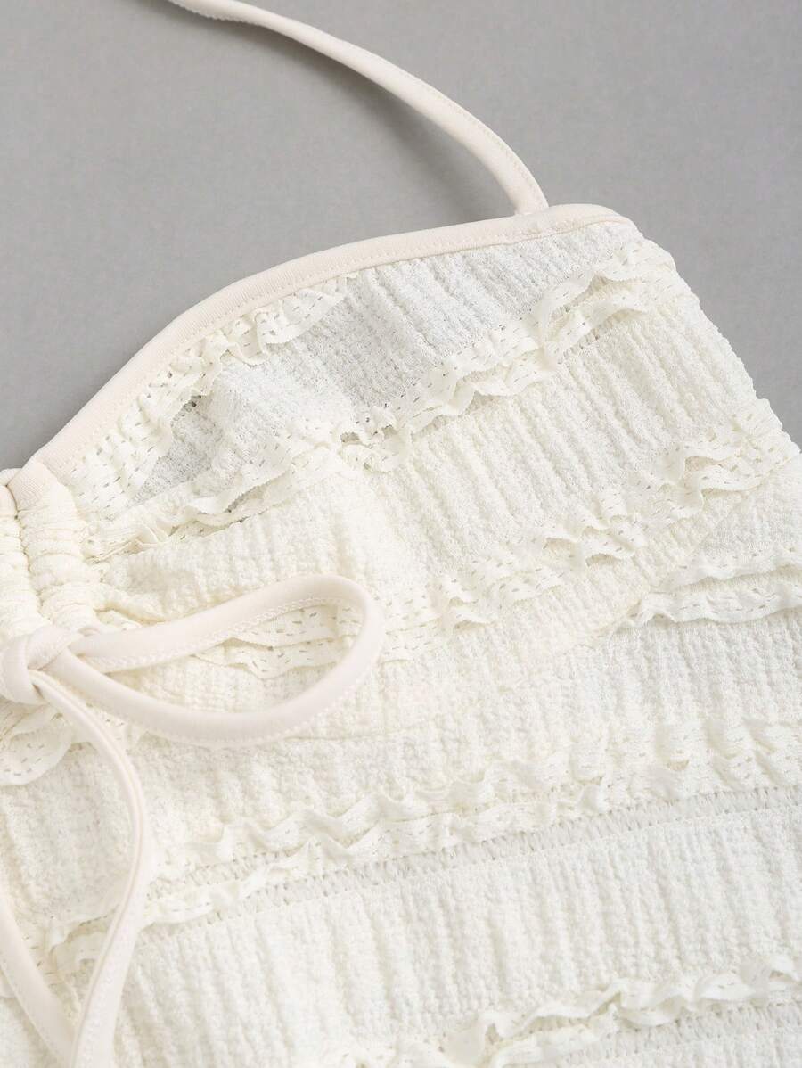 بلوزة صيفية مثيرة بدون أكمام من Sweetra بلون سادة ورباط حول الرقبة بدون ظهر