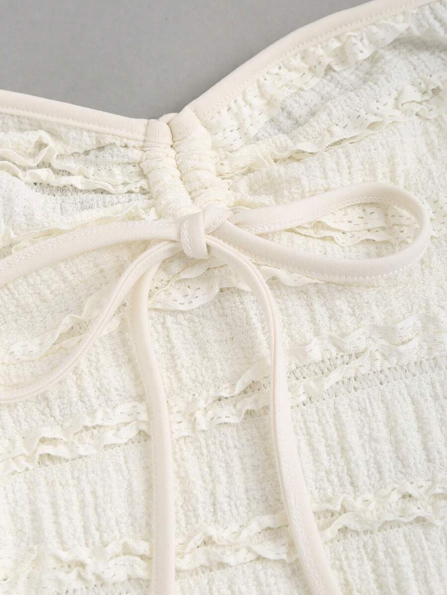 بلوزة صيفية مثيرة بدون أكمام من Sweetra بلون سادة ورباط حول الرقبة بدون ظهر