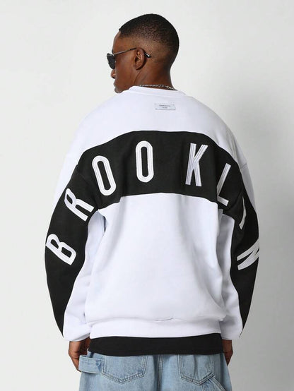 سويتشيرت رجالي كاجوال فضفاض بطبعة Brooklyn من سومون