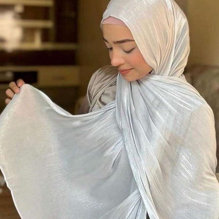وشاح نسائي شيفون لامع بلون موحد – shein