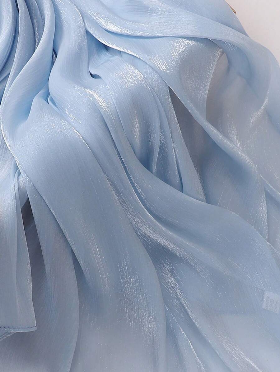 وشاح نسائي شيفون لامع بلون موحد – shein