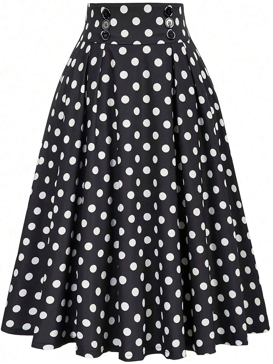 تنورة أنيقة من Franclia بنقشة نقاط البولكا