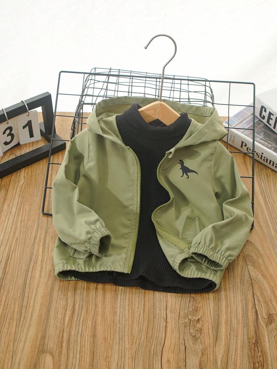 جاكيت SHEIN بغطاء رأس وأكمام طويلة مطبوع علي،