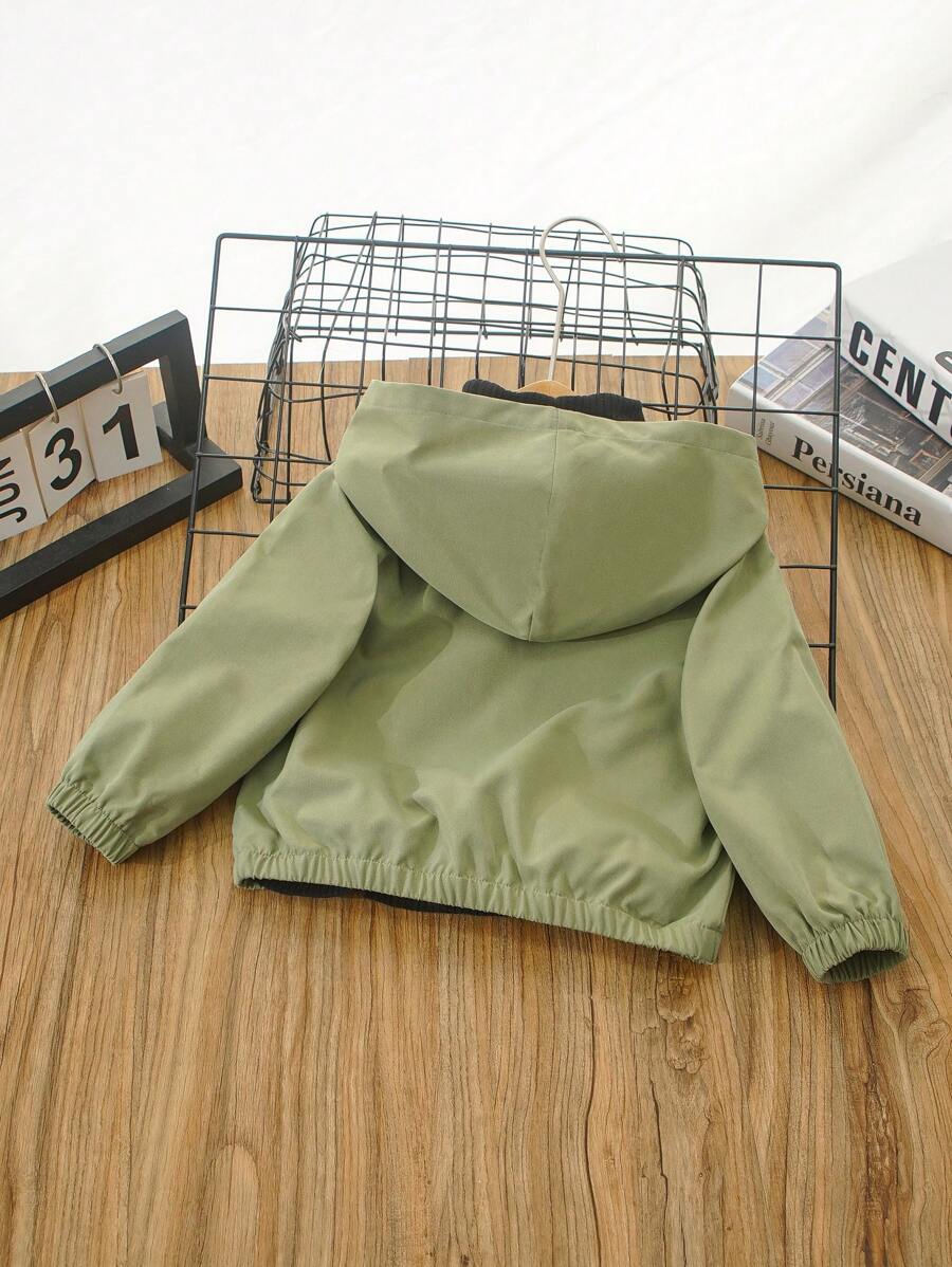 جاكيت SHEIN بغطاء رأس وأكمام طويلة مطبوع علي،