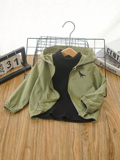 جاكيت أطفـــــــــــــــال SHEIN بغطاء رأس وأكمام طويلة مطبوع