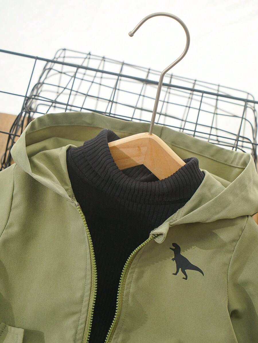 جاكيت أطفـــــــــــــــال SHEIN بغطاء رأس وأكمام طويلة مطبوع