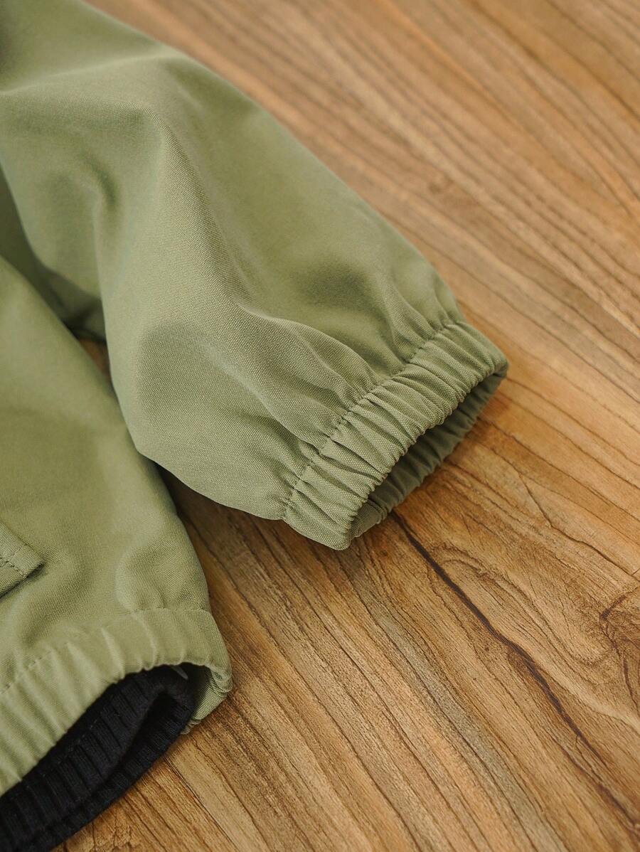 جاكيت SHEIN بغطاء رأس وأكمام طويلة مطبوع علي،