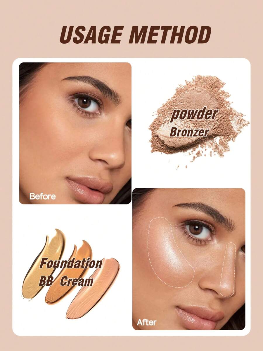 فرشاة أساس كبيرة واحدة برأس دائري مائل، فرشاة مكياج احترافية من الشعر الصناعي لتحديد الوجه